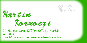 martin kormoczi business card